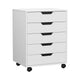 Artiss 5-Drawer Filing Cabinet Mobile Rolling Storage Cabinet Chest of Drawers Stand White - Mekamart Australia