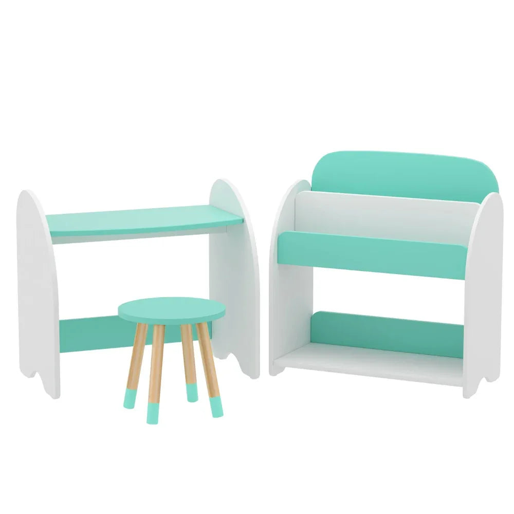 Keezi Kids Bookshelf 2 In 1 Table Chair Set Bookcase Toys Shelves Children Organiser - Mekamart Australia