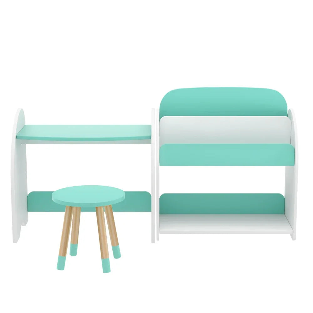 Keezi Kids Bookshelf 2 In 1 Table Chair Set Bookcase Toys Shelves Children Organiser - Mekamart Australia