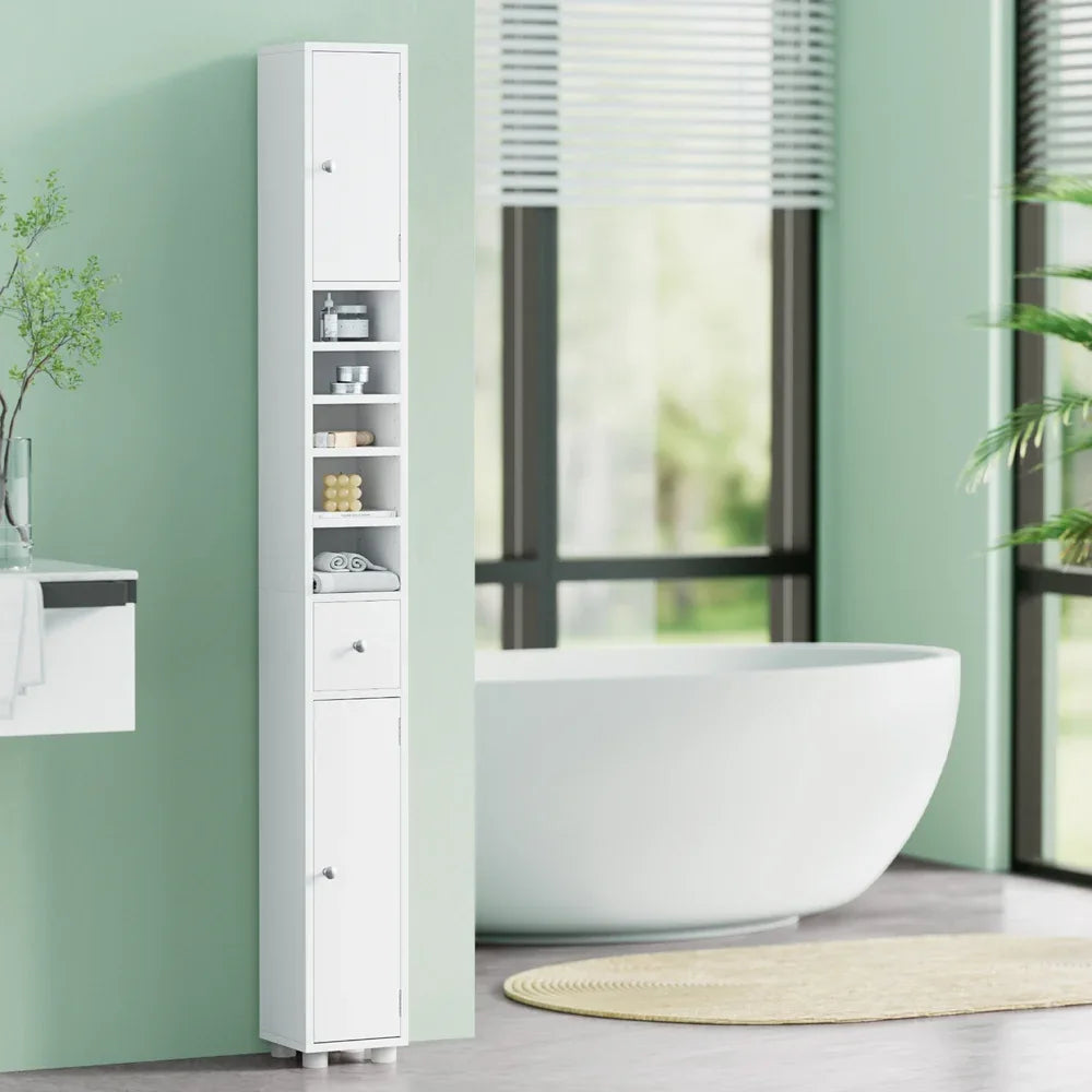 Artiss Bathroom Storage Cabinet 180cm Tall Slim Floor Cupboard Toilet Narrow Linen Tower - Mekamart Australia