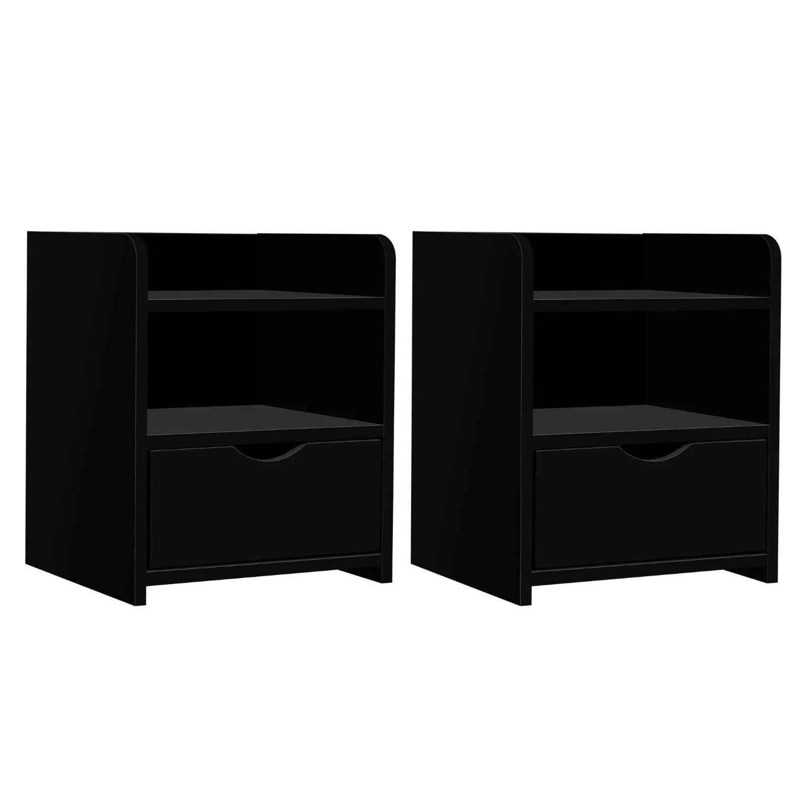 Artiss 2X Bedside Table 1 Drawer with Shelf - FARA Black - Mekamart Australia