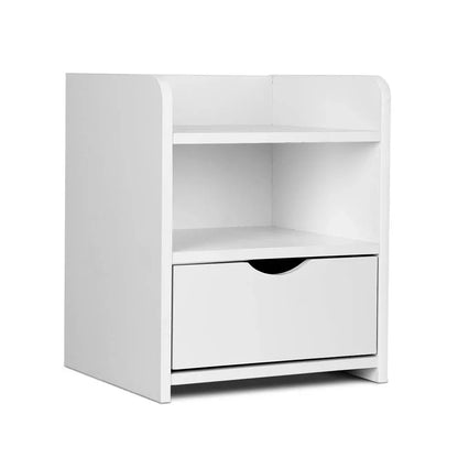 Artiss Bedside Table 1 Drawer with Shelf - FARA White - Mekamart Australia