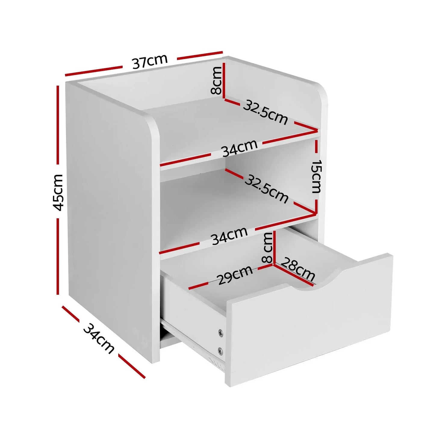 Artiss 2X Bedside Table 1 Drawer with Shelf - FARA White - Mekamart Australia