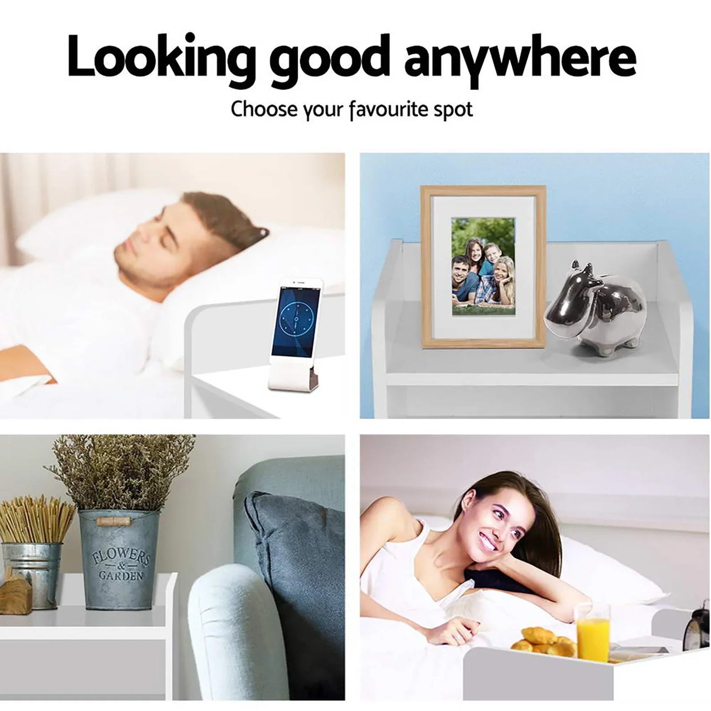 Artiss 2X Bedside Table 1 Drawer with Shelf - FARA White - Mekamart Australia