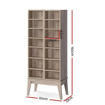 Artiss Bookshelf CD Storage Rack - BERG Oak - Mekamart Australia