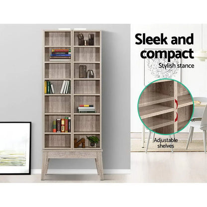 Artiss Bookshelf CD Storage Rack - BERG Oak - Mekamart Australia