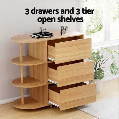 Artiss Chest of 3 Drawers Storage Cabinet 3 Shelves Pine - Mekamart Australia