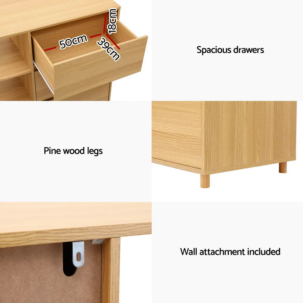 Artiss Chest of 3 Drawers Storage Cabinet 3 Shelves Pine - Mekamart Australia