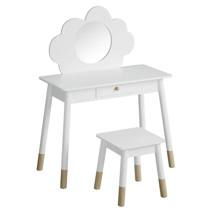 Keezi Kids Dressing Table Chair Set Vanity Makeup Wooden Leg Mirror Drawer - Mekamart Australia