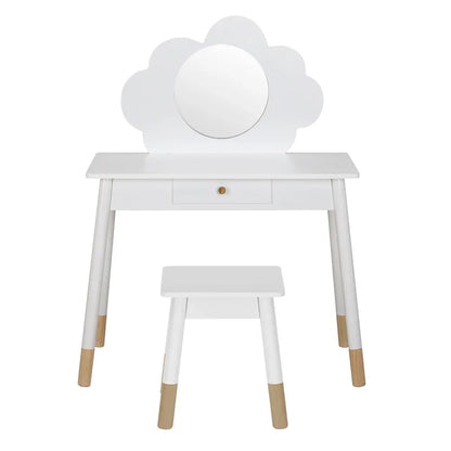 Keezi Kids Dressing Table Chair Set Vanity Makeup Wooden Leg Mirror Drawer - Mekamart Australia