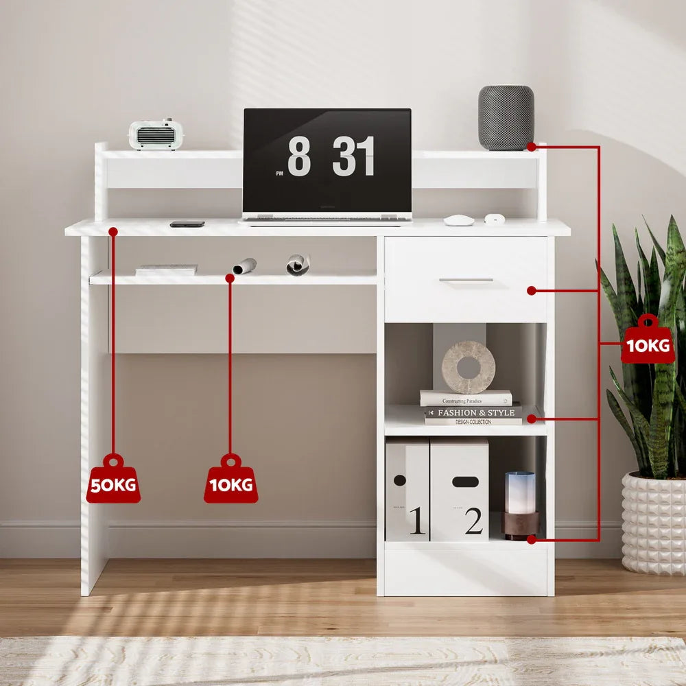 Artiss Computer Desk Shelf Drawer Cabinet White 100CM - Mekamart Australia