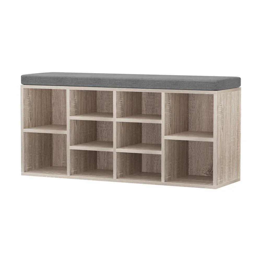 Artiss Shoe Rack Cabinet Shoe Bench Fabric Seat Pine BOA - Mekamart Australia
