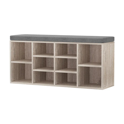 Artiss Shoe Rack Cabinet Shoe Bench Fabric Seat Pine BOA - Mekamart Australia