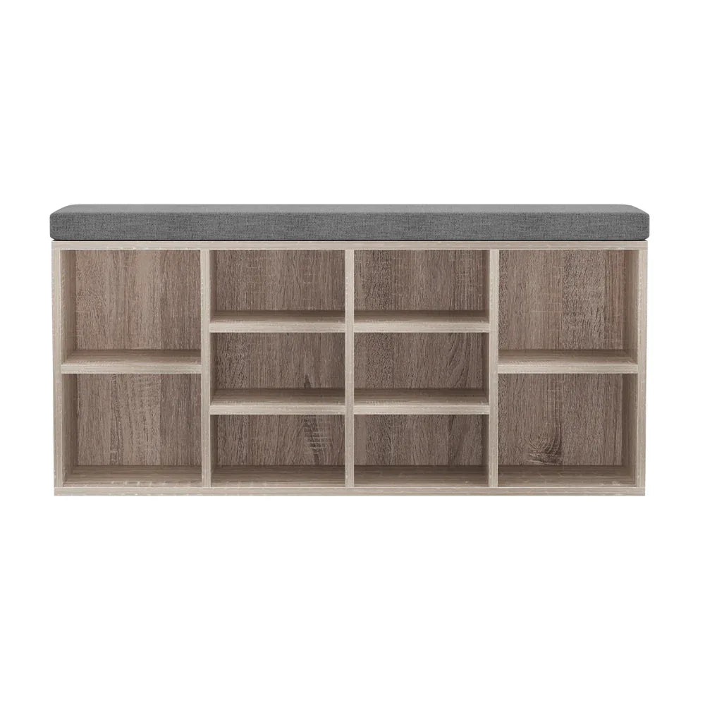 Artiss Shoe Rack Cabinet Shoe Bench Fabric Seat Pine BOA - Mekamart Australia