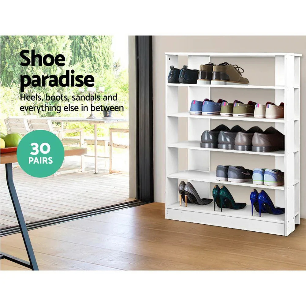 Artiss Shoe Rack Cabinet 30 Pairs 6-Tier Shelf White - Mekamart Australia