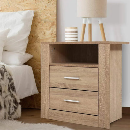 Artiss Bedside Table 2 Drawers with Shelf - TARA Oak - Mekamart Australia