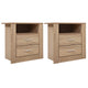 Artiss 2X Bedside Table 2 Drawers with Shelf - TARA Oak - Mekamart Australia