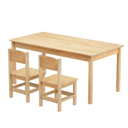 1 Keezi Kids Table and 2 Chairs Set Pinewood - Mekamart Australia