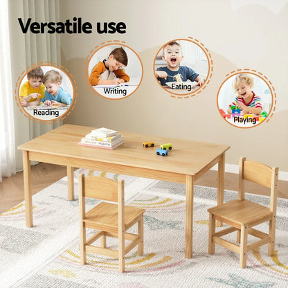 1 Keezi Kids Table and 2 Chairs Set Pinewood - Mekamart Australia