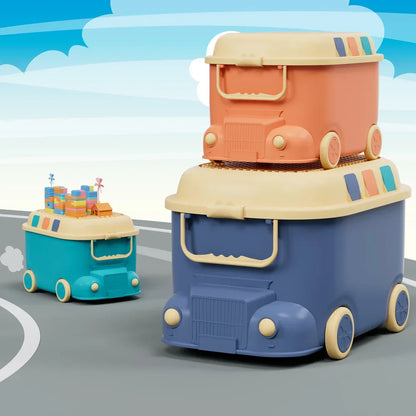 Keezi 3PCS Toy Storage Box Cute Car Toy Container Kids Toys Organiser Snack Boxes - Mekamart Australia