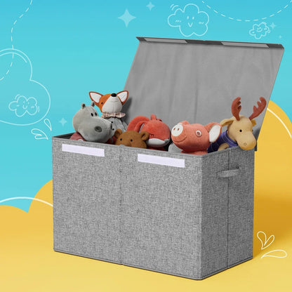 Keezi Large Toy Box Chest Storage with Flip-Top Lid Foldable Organizer Bins Grey - Mekamart Australia