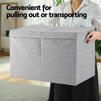 Keezi Large Toy Box Chest Storage with Flip-Top Lid Foldable Organizer Bins Grey - Mekamart Australia