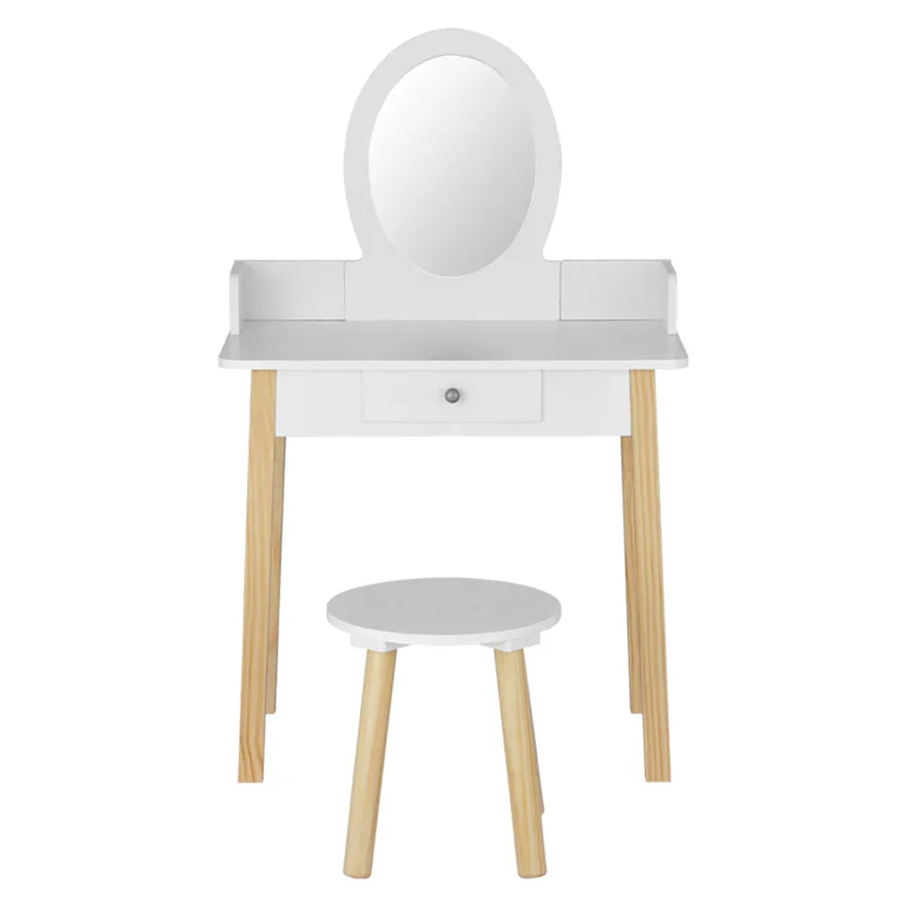 Keezi Kids Dressing Table Chair Set Wooden Leg Vanity Makeup Drawer Mirror - Mekamart Australia