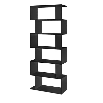 Artiss Bookshelf 6 Tiers - RIVA Black - Mekamart Australia