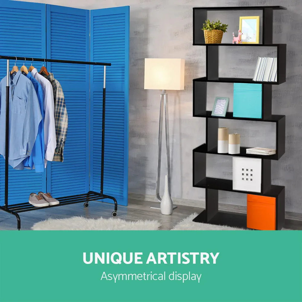 Artiss Bookshelf 6 Tiers - RIVA Black - Mekamart Australia