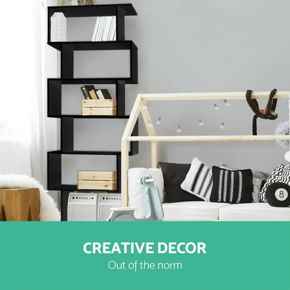 Artiss Bookshelf 6 Tiers - RIVA Black - Mekamart Australia