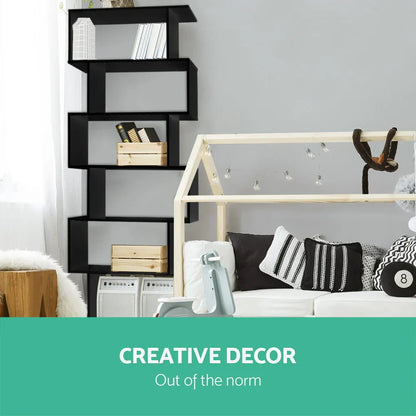 Artiss Bookshelf 6 Tiers - RIVA Black - Mekamart Australia
