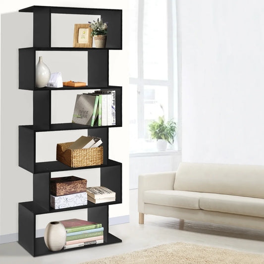 Artiss Bookshelf 6 Tiers - RIVA Black - Mekamart Australia