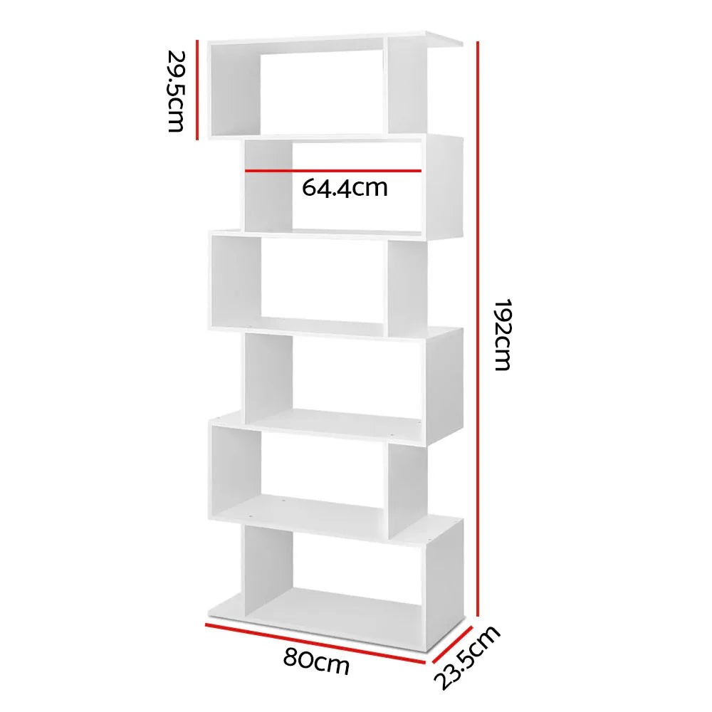 Artiss Bookshelf 6 Tiers - RIVA White - Mekamart Australia