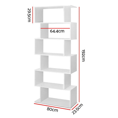 Artiss Bookshelf 6 Tiers - RIVA White - Mekamart Australia