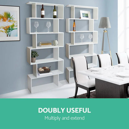 Artiss Bookshelf 6 Tiers - RIVA White - Mekamart Australia