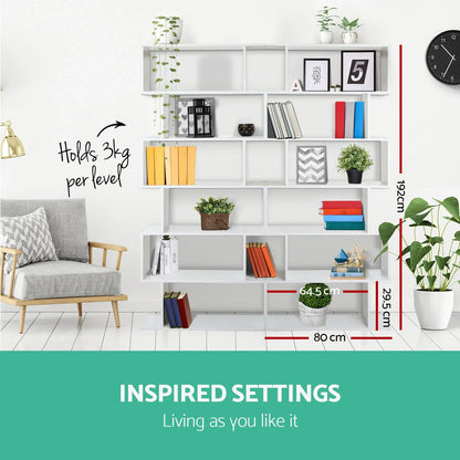 Artiss Bookshelf 6 Tiers - RIVA White - Mekamart Australia