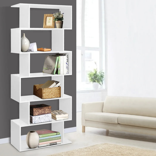 Artiss Bookshelf 6 Tiers - RIVA White - Mekamart Australia