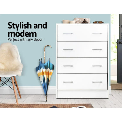Artiss 4 Chest of Drawers - ANDES White - Mekamart Australia