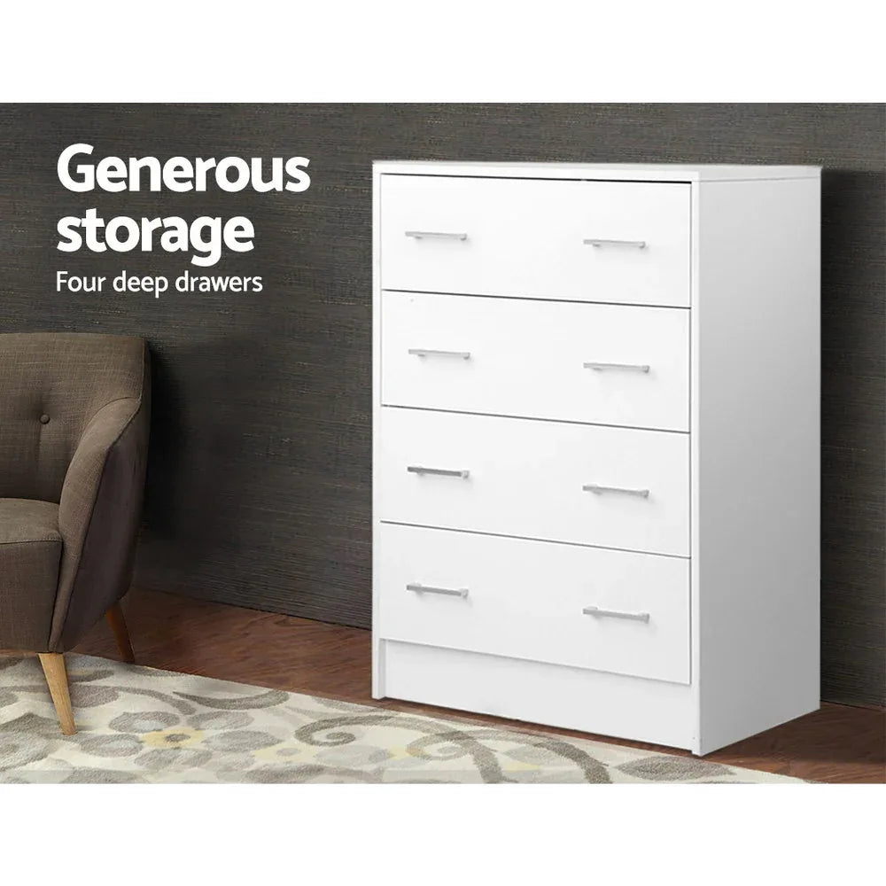 Artiss 4 Chest of Drawers - ANDES White - Mekamart Australia