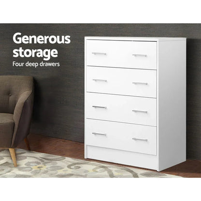 Artiss 4 Chest of Drawers - ANDES White - Mekamart Australia