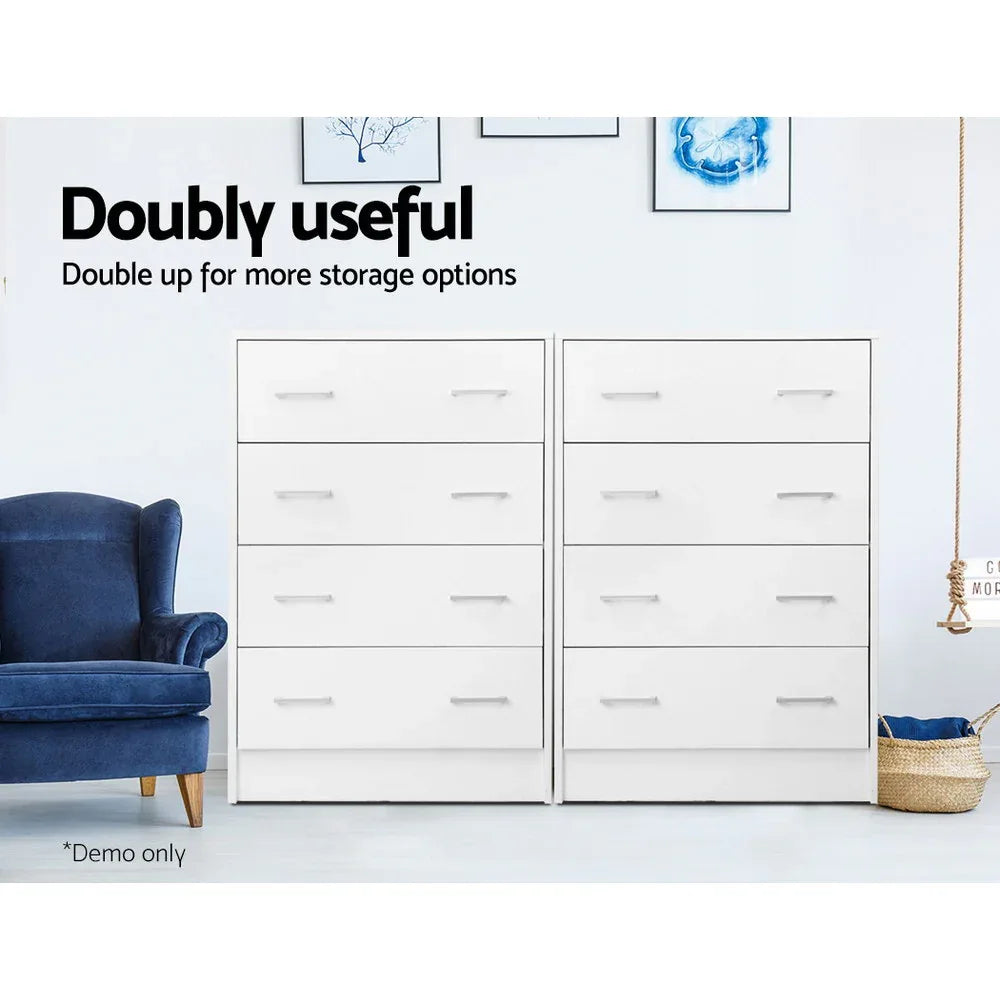 Artiss 4 Chest of Drawers - ANDES White - Mekamart Australia
