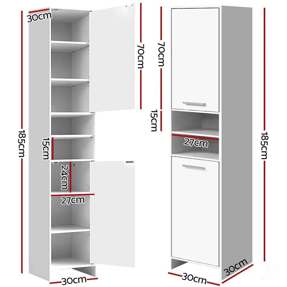 Artiss Bathroom Cabinet Storage 185cm White - Mekamart Australia