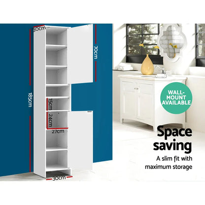 Artiss Bathroom Cabinet Storage 185cm White - Mekamart Australia