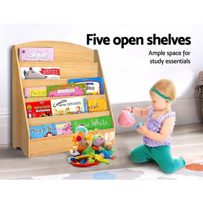 Keezi 5 Tiers Kids Bookshelf Magazine Shelf Organiser Bookcase Display Rack - Mekamart Australia