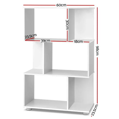 Artiss Bookshelf 3 Tiers - NINA White - Mekamart Australia