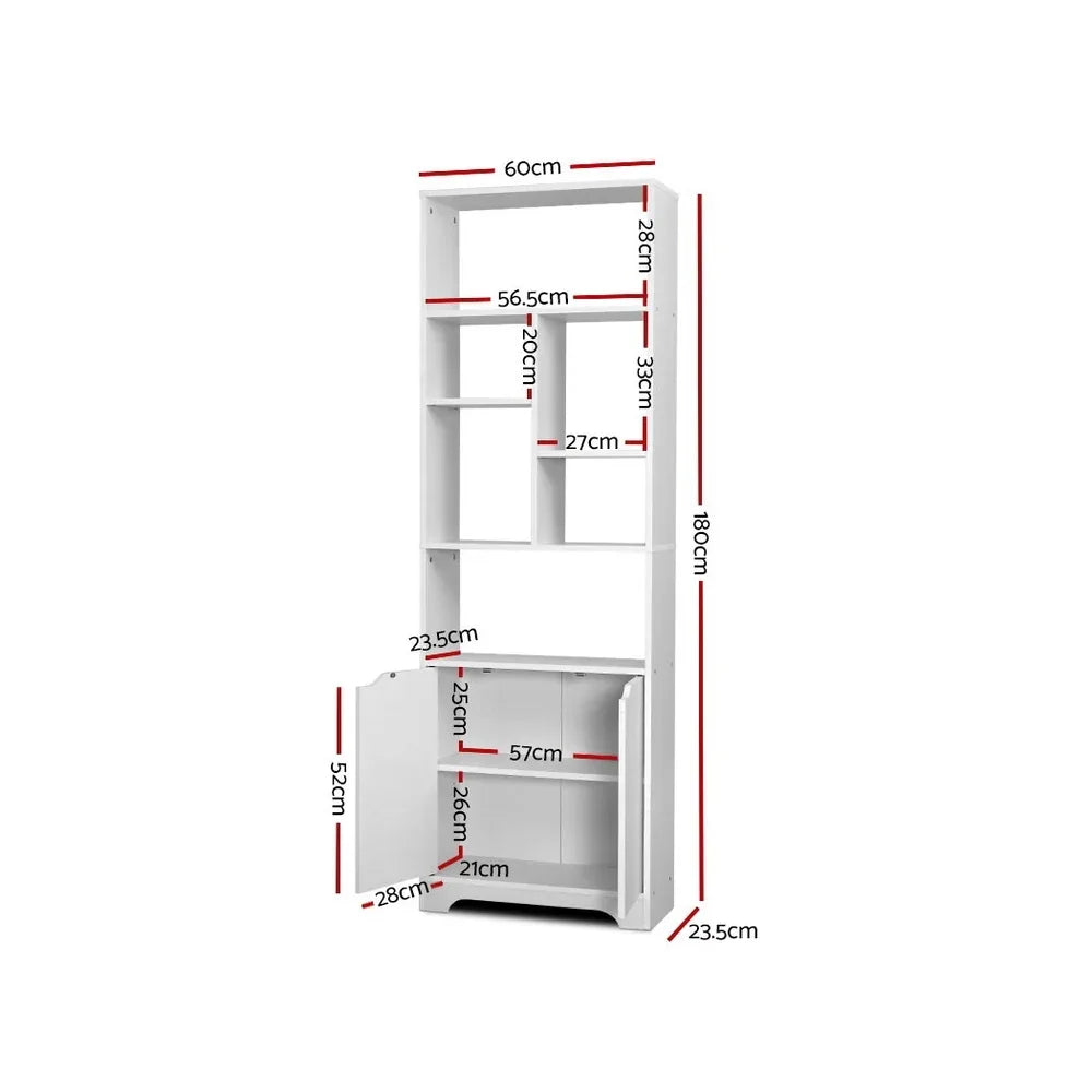 Artiss Bookshelf with Cabinet - GINA White - Mekamart Australia