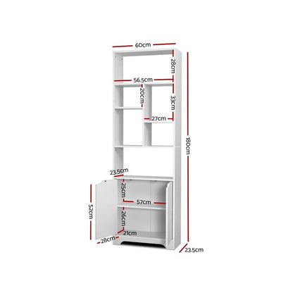 Artiss Bookshelf with Cabinet - GINA White - Mekamart Australia