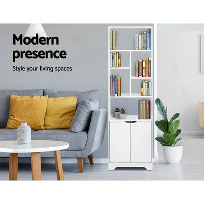 Artiss Bookshelf with Cabinet - GINA White - Mekamart Australia