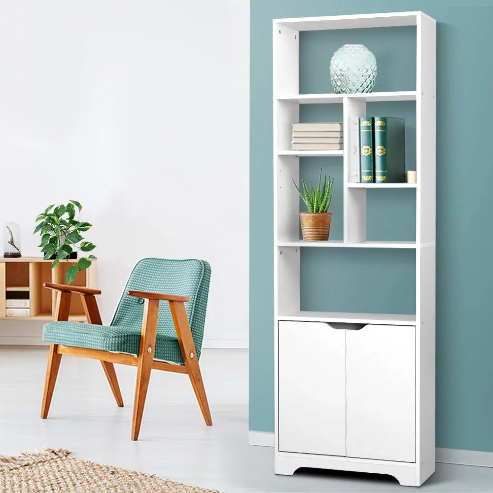 Artiss Bookshelf with Cabinet - GINA White - Mekamart Australia