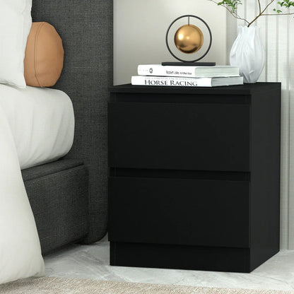 Artiss Bedside Table 2 Drawers - PEPE Black - Mekamart Australia